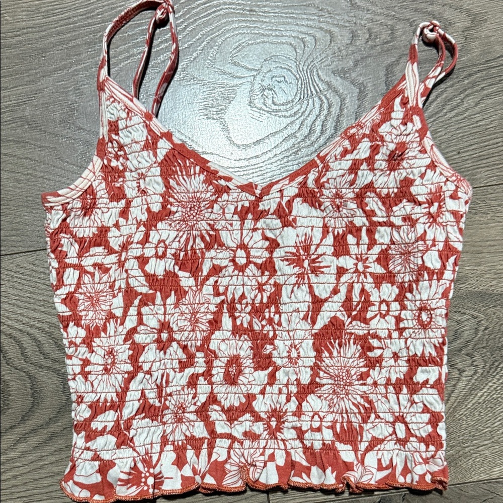 American Eagle Outfitters Red and White Floral Camisole
